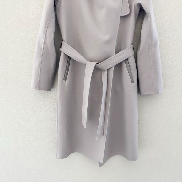 MACKAGE Loni Coat Trench Wrap Drape Wool Lightweight Classic Minimalist Gray XS - Picture 4 of 16